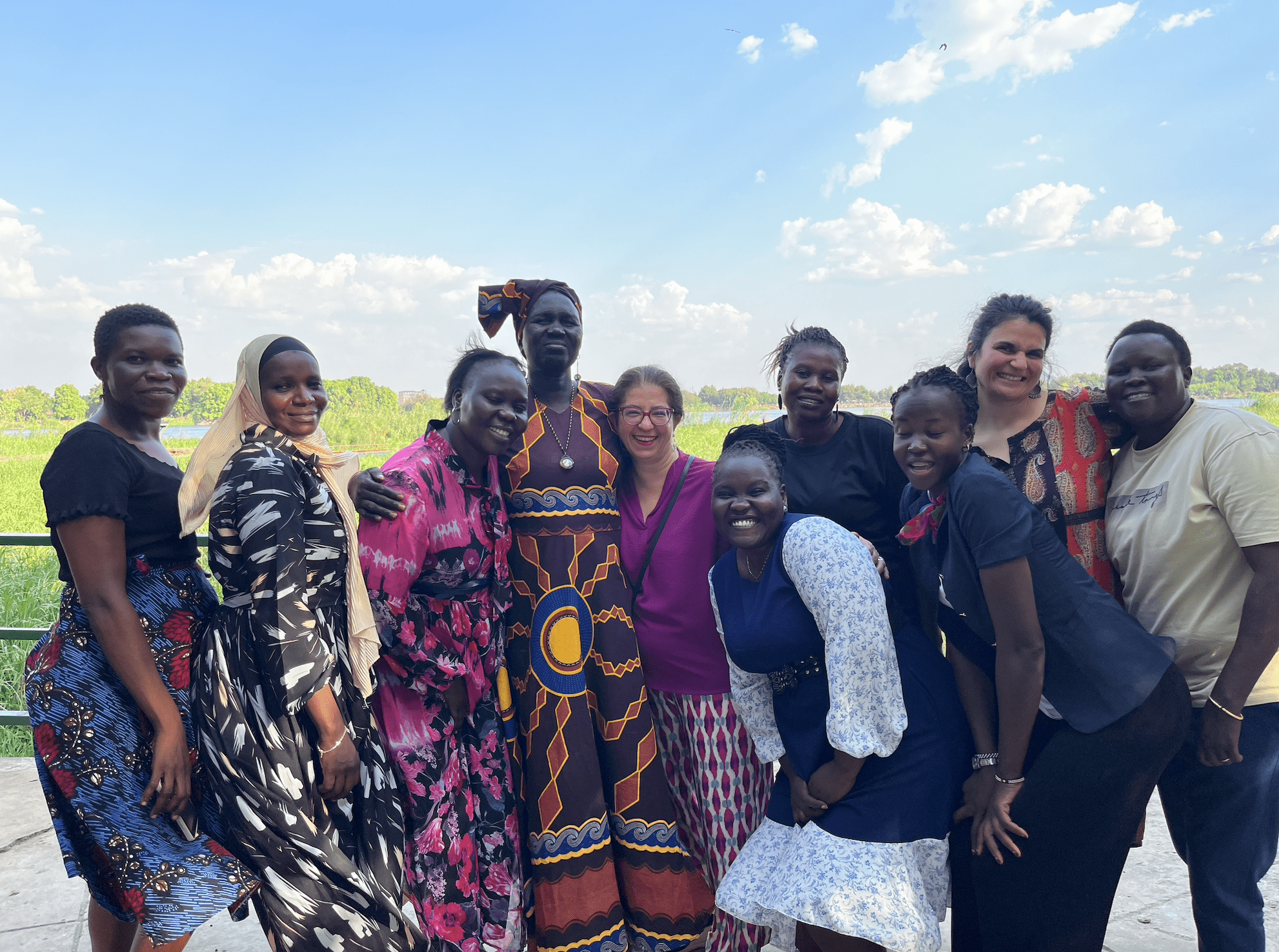 Mukwege Foundation programme team with members of the SUNS survivor network in South Sudan. 